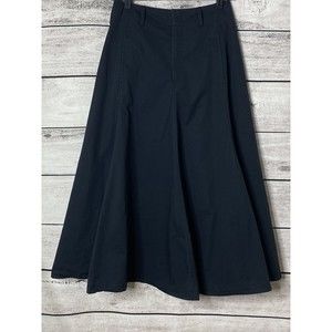 Uniqlo Maxi Skirt Womens Size 2 Black 100% Cotton Long Line Pleat with Pockets
